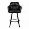 Doe Buck Luxury Faux Leather Counter Height Bar Stool in Black Colour