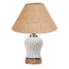 Devansh Conical Beige Jute Shade Lamp With Wood & Mosaic Glass Base For Decoration/Office/Home/Gifting/Study For Decoration/Office/Home/Gifting/Study -(10X10X14.5) Inches -A