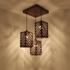 Oblique Brown Solid Wood Cluster Hanging Light