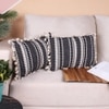 Acrylic Striped Cushion Cover with Lace Set of 2 (12 X 18 Inches)