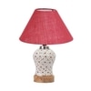 Devansh Conical Pink Jute Shade Lamp With Wood & Mosaic Glass Base For Decoration/Office/Home/Gifting/Study For Decoration/Office/Home/Gifting/Study -(10X10X14.5) Inches -A