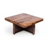 Blane Sheesham Wood 4 Seater Coffee Table Set In Teak Finish Brown Sparkle Velvet Cushion