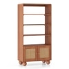 Takai Solid Wood and Cane Bookshelf In Red Cedar Finish