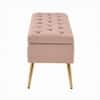 Doe Buck Velvet Tufted Storage Bench in Pink Colour with Gold Legs