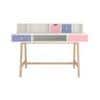 Samara Solid Wood Large 2 Level Study Desk with Drawers Shelves and Tapered Frame in English Pink Persian Lilac Colour