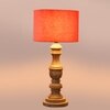 Devansh Orange Cotton Table Lamp With  Wood Natural Base (7X17.5 Inches)-5