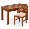 Globally Indian Jaalika Solid Sheesham Wood 4 Seater Dining Table Set 4 Chairs Beige
