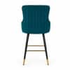 Doe Buck Nolen Upholstered Bar Stool in Teal Colour with Gold Tip Legs