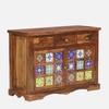 Sheesham Wood Sideboard In Rustic Teak Finish