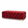 Doe Buck Velvet Tufted Bench in Red Colour with Gold Base