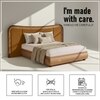 Elowen Softline Queen Size Bed in velvet With Oak wood Frame & Hydraulic Storage