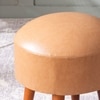 Brick Brown Faux Leather Ottoman Set Of 2