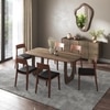 Aero Solid Wood 6 Seater Dining Table With 6  Clarke Dining Chairs (Finish : Danish Walnut, Chair Colour : Black Leatherette)