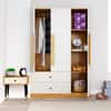 Hexa Red Wooden 3 Door Wardrobe with 2 Drawers Hanging Space in Giant Wood and Frosty White Color