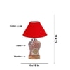 Devansh Conical Red Cotton Shade Lamp With Wood & Mosaic Glass Base For Decoration/Office/Home/Gifting/Study For Decoration/Office/Home/Gifting/Study -(10X10X14.5) Inches -A