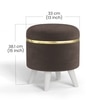 BLUEWUD Noah Round Engineered Wood Multipurpose Ottoman Pouffes Stool/Sitting Furniture Footrest Seat Pouf Puffy Foam Foot Stool with 4 Legs for Living Room Decor Home Furniture (Brown)