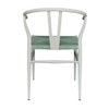 Sigma Wishbone Metal Dining Weaving Chair in Ivory White