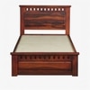 Zvya Solid Wood Single  Size Upholstered Bed Without Storage (Honey Finish)
