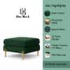 Doe Buck Luxe Boucle Square Ottoman in Green Colour with Gold Metal Legs