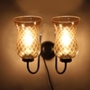Devansh Metal Electric Wall Light in black Colour with Lavender Shade Count of 2 Lights