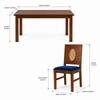 Globally Indian Elodie Solid Sheesham Wood 6 Seater Dining Table Set 6 Chairs Navy Blue