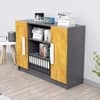 Hexa Engineered Wood Bookshelf in Slate Grey and Giant Wood Colour
