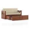Bram 3 Seater Sofa Cum Bed in Honey Finish with Macadamia Brown Colour