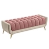 Hoslo Velvet 2 Seater Ottoman Bench in Cream & Peach Color