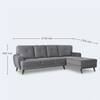 Riga 5 Seater Velvet Fabric Left Hand Side Lounger in Dark Grey