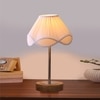 Devansh Off-White Cotton Vintage  Lamp With Natural  Wood Base  & Steel Pipe  (12X19.25)
