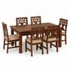 Globally Indian Aroha Solid Sheesham Wood 6 Seater Dining Table Set 6 Chairs Beige