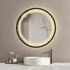 Round LED Mirror with Gold Aluminium Frame Modern Circular Vanity Mirror