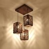 Oblique Brown Solid Wood Cluster Hanging Light