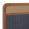 Hanoi Solid Wood Cane Queen Size Hydraulic storage Bed In Amber Walnut Finish Fabric Davis Plus