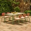 Dastoori Ceramic Tile Outdoor Dining Table with Six Chairs in Beige Colour