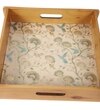 Whispering Blooms Square Wooden Tray - Large