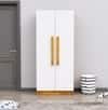 Hexa Red Wooden 2 Door Wardrobe with 4 Shelves in Giant Wood and Frosty White Colour