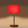 Devansh Red Cotton Table Lamp With  Natural  Wood Base  & Steel Pipe (7X17 Inches)-4