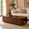 Marlow Sheesham Wood Ribbed Coffee Table in Walnut Finish