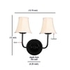 Devansh Dual Black Wallmounted Lamp With Cotton Off-White Shade