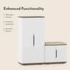 Baltoro Engineered Wood Tall Shoe Rack with Seating in White Finish