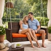 Carry Bird Wicker Patio Furniture Outdoor Balcony Swings In Brown And Orange Colour
