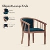 Bella Solid Wood Lounge Chair in Teak Finish and Night Blue Velvet Colour