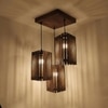 Trikona Brown Solid Wood Cluster Hanging Light