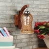 Devansh Solid Wood Electric Wall Light in Brown Colour with Lavender Shade Count of 1 Light