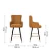 Doe Buck Nolen Upholstered Bar Stool in Brown Colour with Gold Tip Legs