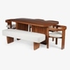Attica Solid Wood Dining Table with Four Chairs and Bench in White Colour