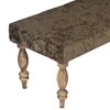 Cairo Sheesham Wood Accent 3 Seater Bench In Green Sparkle Velvet