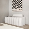 Wooden Twist Veylo Modern Line Design Bench with Round Back Pillow in White Colour
