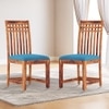 Diego Dining Chair In Teak, Fabric Midnight Indigo Blue